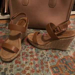 NWOT leather strap wedges